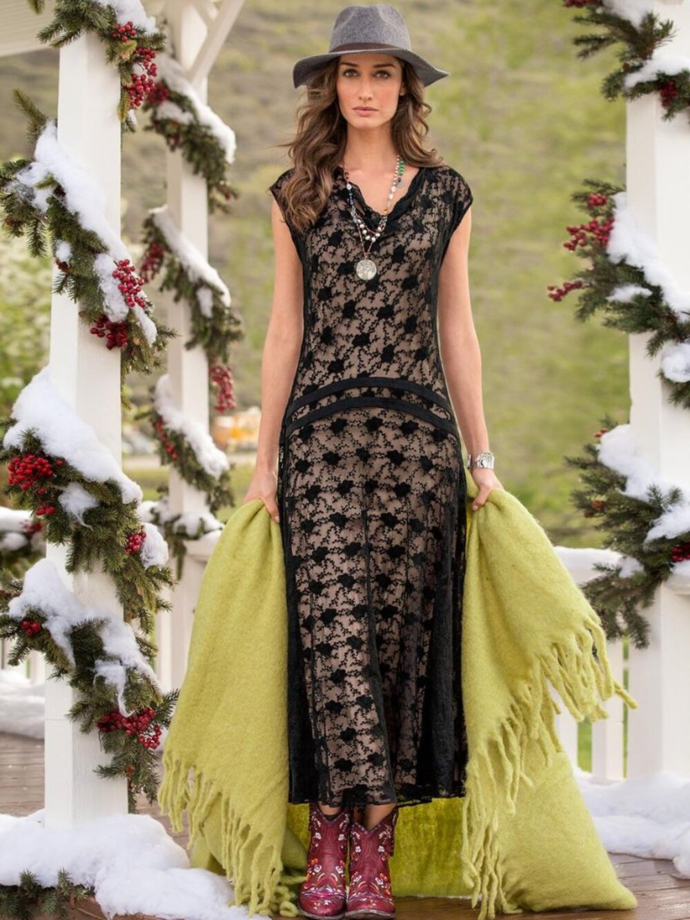 Sundance Happily Ever After Dress XL Black Lace Maxi - Picture 2 of 10